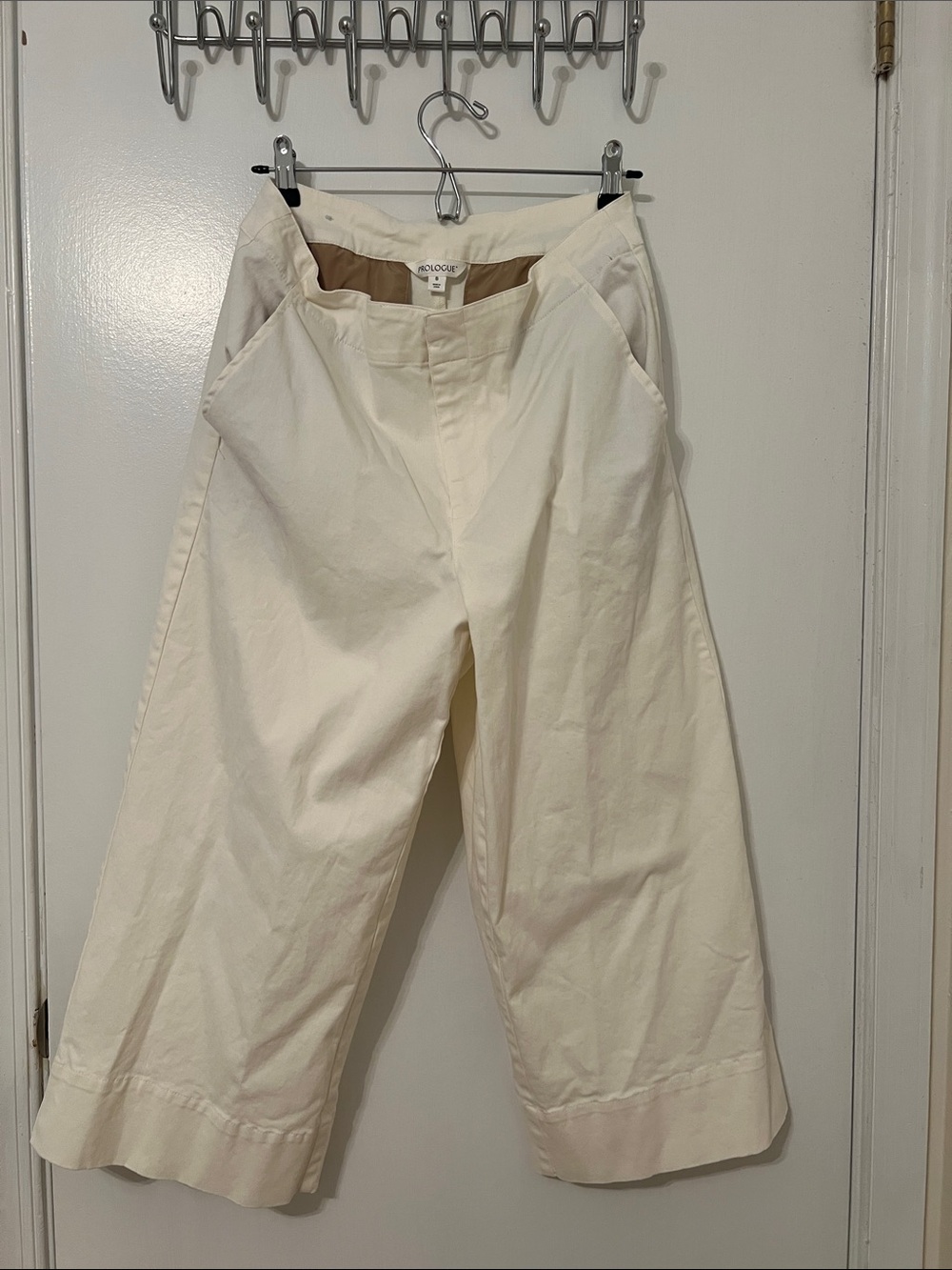 Prologue Cream Wide-Leg Cropped Pants